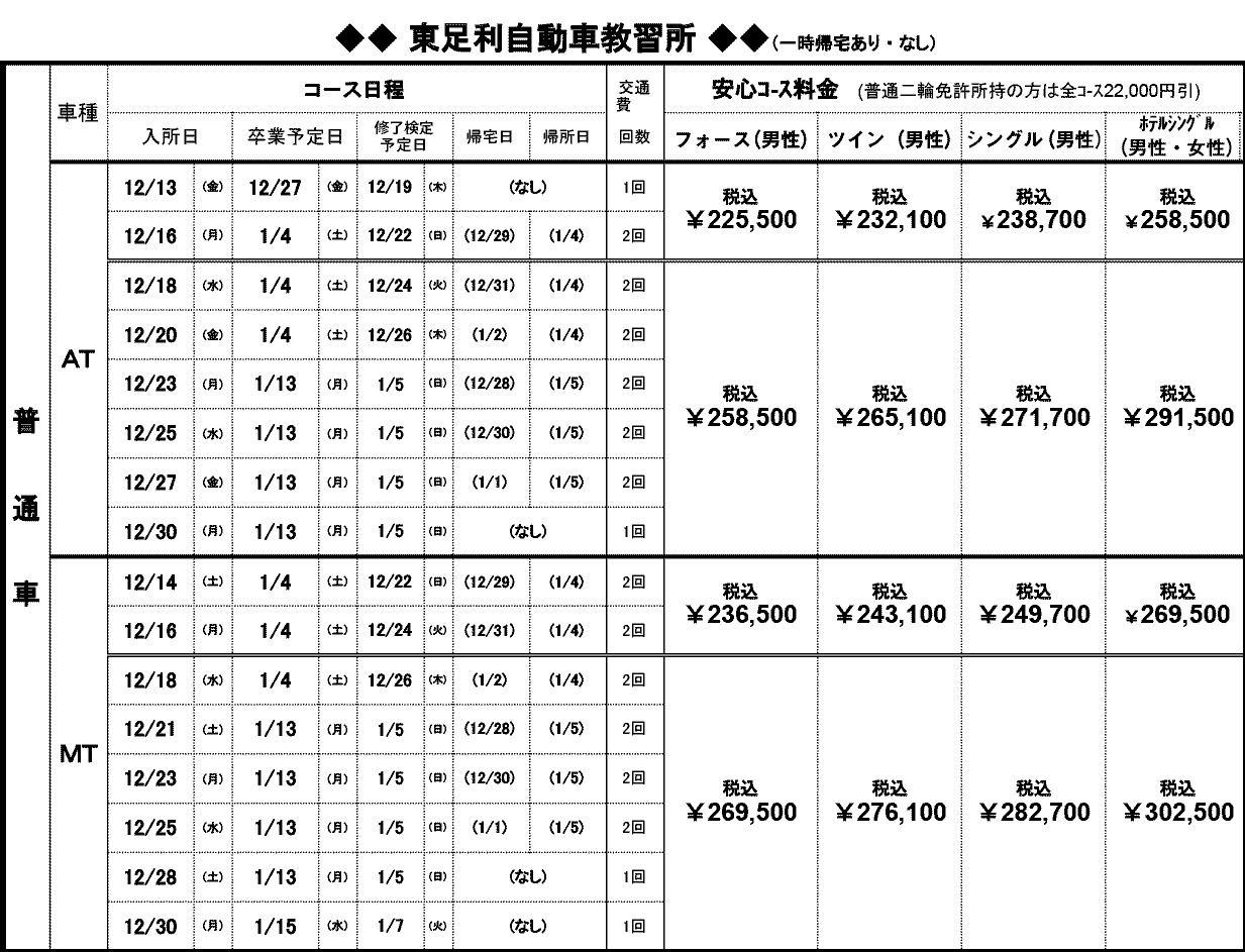 キャンペーン情報 東足利自動車教習所公式ホームページ